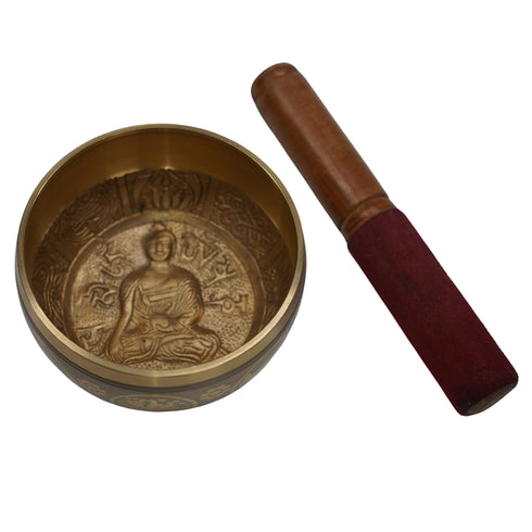 Brass Singing Bowl Wooden Stick 492g Set 1