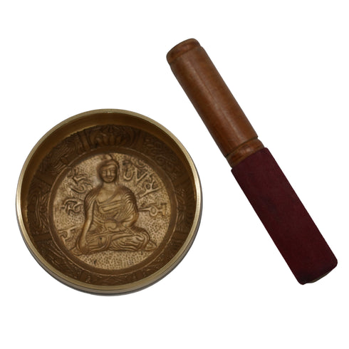 Brass Singing Bowl Wooden Stick 492g Set 1