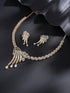 Gold Toned White AD Zircon Studded Peacock Motif Contemporary Necklace Jewellery Set