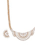 Gold Toned White AD Zircon Studded Long Haram Chain Necklace Jewellery Set