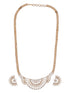 Gold Toned White AD Zircon Studded Long Haram Chain Necklace Jewellery Set