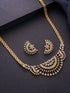 Gold Toned White AD Zircon Studded Long Haram Chain Necklace Jewellery Set