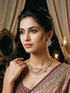 Gold Toned White AD Zircon Studded Long Haram Chain Necklace Jewellery Set