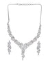 Silver Toned White AD Zircon Statement Cocktail Necklace Jewellery Set