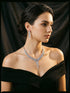 Silver Toned White AD Zircon Statement Cocktail Necklace Jewellery Set