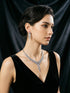 Silver Toned White AD Zircon Statement Cocktail Necklace Jewellery Set