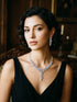 Silver Toned White AD Zircon Statement Cocktail Necklace Jewellery Set