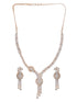 Gold Toned White AD Zircon Knotted Statement Pendant Jewellery Set