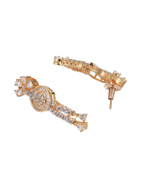 Gold Toned White AD Zircon Knotted Statement Pendant Jewellery Set