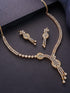 Gold Toned White AD Zircon Knotted Statement Pendant Jewellery Set