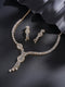 Gold Toned White AD Zircon Knotted Statement Pendant Jewellery Set