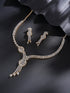 Gold Toned White AD Zircon Knotted Statement Pendant Jewellery Set