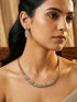 Gold Plated CZ Leaf Motif Delicate Necklace Jewellery Set
