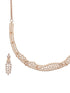 Gold Plated CZ Leaf Motif Delicate Necklace Jewellery Set
