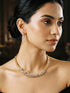 Gold Plated CZ Leaf Motif Delicate Necklace Jewellery Set