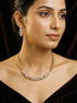 Gold Plated CZ Leaf Motif Delicate Necklace Jewellery Set