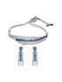 Silver Toned Sapphire Blue AD Contemporary Statement Choker Jewellery Set