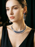 Silver Toned Sapphire Blue AD Contemporary Statement Choker Jewellery Set