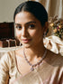 Rose Toned White AD Zircon Studded Mango Design Statement Jewellery Set