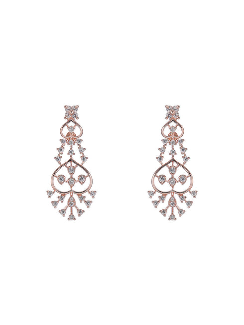 Rose Gold Plated White AD Zircon Studded Elegant Jewellery Set