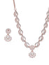 Rose Toned White AD Zircon Studded Contemporary Jewellery Set