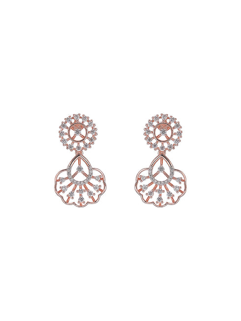 Rose Toned White AD Zircon Studded Contemporary Jewellery Set