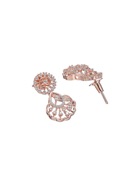 Rose Toned White AD Zircon Studded Contemporary Jewellery Set