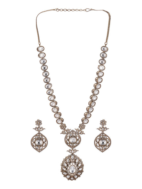 Gold Toned Kundan Uncut Polki Jadau Bridal Statement Jewellery Set