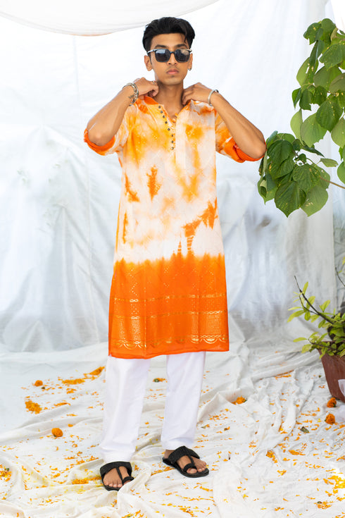 Kzari Stylish Orange Batik Kurta