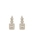 White Rhodium Cubic Zircon Studded Delicate Square Pendant Necklace Jewellery Set