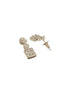 White Rhodium Cubic Zircon Studded Delicate Square Pendant Necklace Jewellery Set