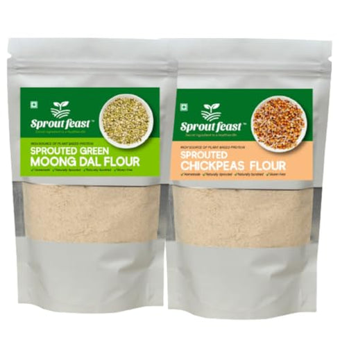 Sprout Feast Sprouted Green Moong & Sprouted Chickpeas Flours Combo