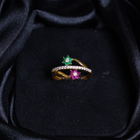 22 Carat Gold Awe Inspiring Studded Floral Pattern Ring 2.7g by Mahita Collections