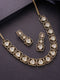 Gold-Toned Kundan Polki Square Motif Statement Necklace and Earrings Set