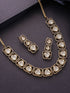 Gold-Toned Kundan Polki Square Motif Statement Necklace and Earrings Set