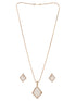 Gold Toned White AD Zircon Geometric Delicate Pendant Jewellery Set