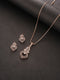 Rose Toned AD Zircon Studed Delicate Minimal Floral Pendant Jewellery Set