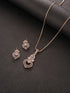 Rose Toned AD Zircon Studed Delicate Minimal Floral Pendant Jewellery Set