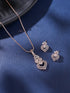 Rose Toned AD Zircon Studed Delicate Minimal Floral Pendant Jewellery Set