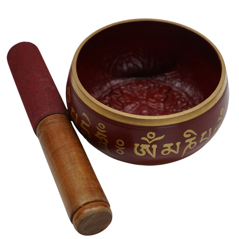 Brass Red Tibetan Singing Bowl 519g Set 1