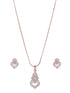 Rose Toned AD Zircon Studed Delicate Minimal Floral Pendant Jewellery Set