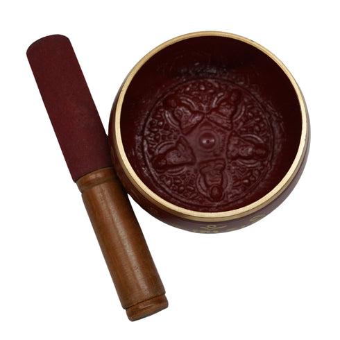 Brass Red Tibetan Singing Bowl 519g Set 1
