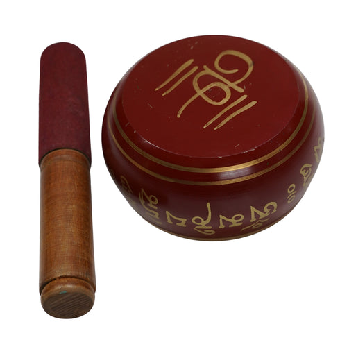 Brass Red Tibetan Singing Bowl 519g Set 1