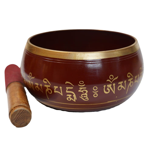 Brass Red Tibetan Meditation Bowl 1426g Set 1