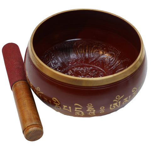 Brass Red Tibetan Meditation Bowl 1426g Set 1