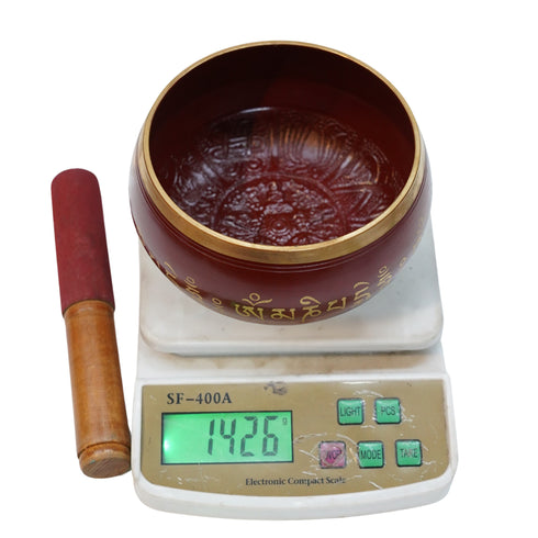 Brass Red Tibetan Meditation Bowl 1426g Set 1