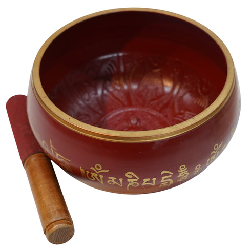 Brass Red Tibetan Singing Bowl 2152g Set 1