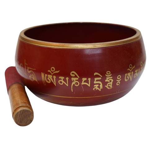 Brass Red Tibetan Singing Bowl 2152g Set 1