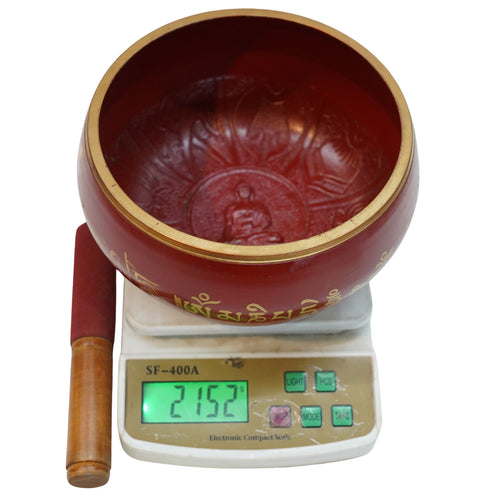 Brass Red Tibetan Singing Bowl 2152g Set 1