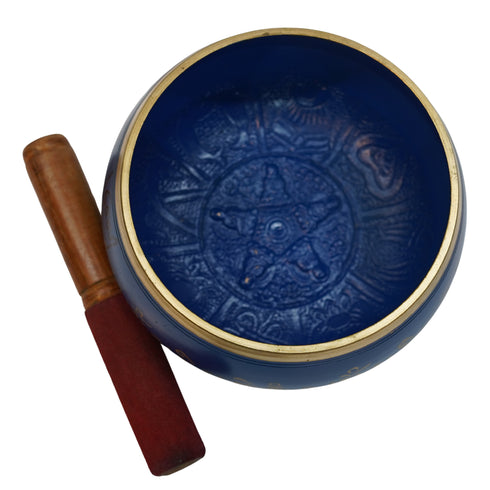 Brass Blue Tibetan Singing Bowl 1464g Set 1